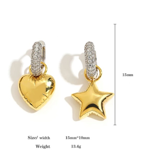 ⭐️ Star Heart Hoop Earrings - Picture 4 of 4